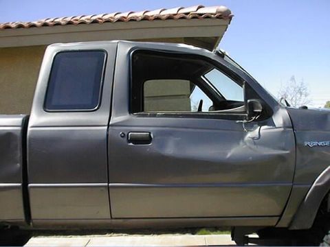1997 Ford Ranger - Door damage from the roll