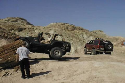 1997 Ford Ranger - Here's Jeff's brother John trying his luck on the same rock