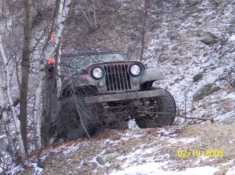 1995 Ford Bronco - This vintage Jeep appears to be stuck on a challenging, snowy, and rocky terrain, with the date 02/19/2005 visible in the lower right corne…