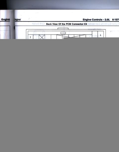 1992 Ford Bronco - Scanned engine-controls manual page titled Back View Of The PCM Connector C4, largely grayed out and partially obscured.