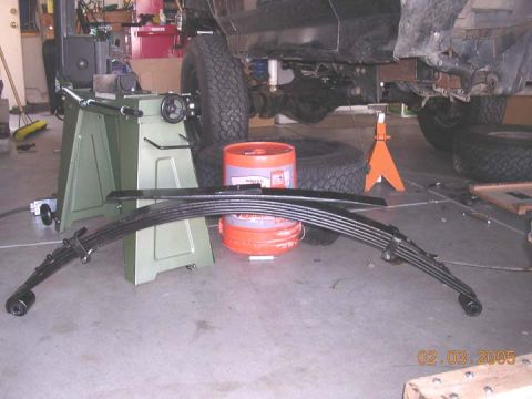 1994 Ford Bronco - instead of moving the hangers or using blocks, I had a new main leaf made for my skyjacker rear springs. It ended up requiring 3 new spring…