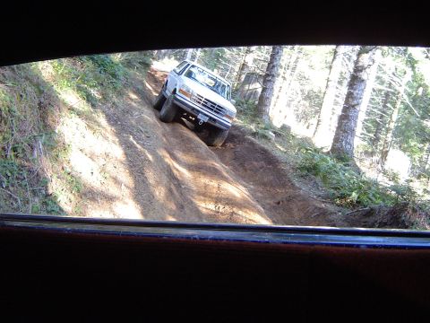 1989 Ford Bronco - Looking out the back at Alvie