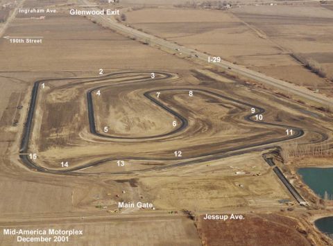 1993 Ford Probe - An aerial photograph captures the Mid-America Motorplex race track in December 2001, showing its layout and surrounding landscape.
