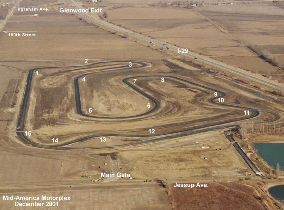 Aerial view of Mid-America Motorplex race track, December 2001
