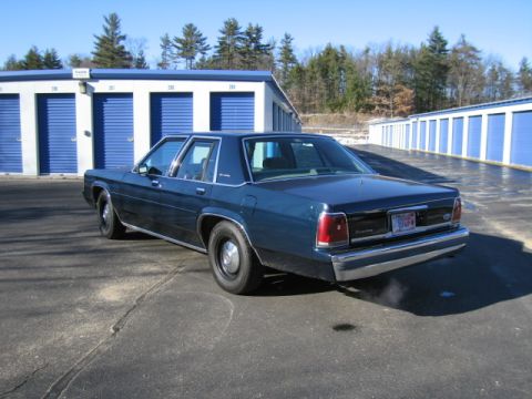 1991 Ford LTD Crown Victoria - Rear view of a 1991 Ford Crown Victoria LTD parked on asphalt in front of storage units.