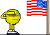 1968 Ford Mustang - A yellow smiley figure stands at attention and salutes the American flag.