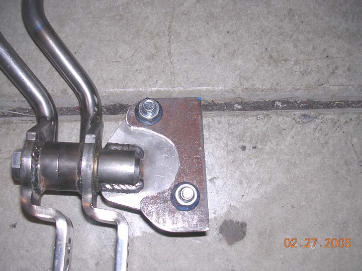 The ORD sticks came with an 'ear'shaped mounting bracket, esigned to mount to the bolts on the klune. ( This would have been great if the E4OD wasn't soooo long)  So I had to modify them, and make a new mounting point.