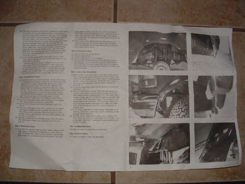 1993 Ford Bronco - Instructions detail the process of attaching fender flares to a vehicle, accompanied by illustrative images.