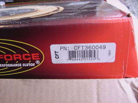 1995 Ford Bronco - A red box for a performance clutch is shown with product information and a barcode.