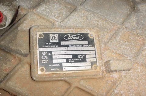 1995 Ford Bronco - A data plate on a ZF transmission shows a Ford logo and a build date of July 13, 1992.