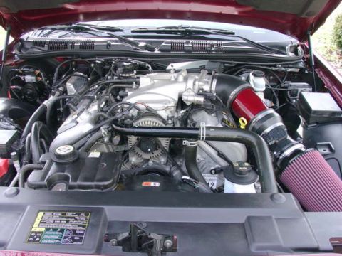 1998 Ford Crown Victoria - Two pictures of the the Marauder's engine bay. Note the JLT Ram Air Induction unit.