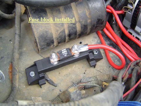 1993 Ford Bronco - A fuse block with a 175A rating is installed in the engine bay, connected by red wiring.