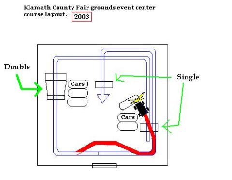 1983 Ford Bronco - Event course layout map for an autocross at the Klamath County Fairgrounds, not a vehicle technical document.