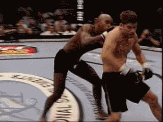 1990 Ford Probe - Two fighters are engaged in a close-quarters bout within the confines of an octagon arena.