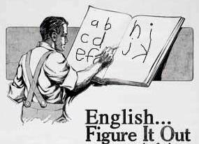 1992 Ford Bronco - A man is shown learning the alphabet from a large book.