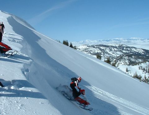 2003 Polaris 600 PRO X - Down off a cornice!