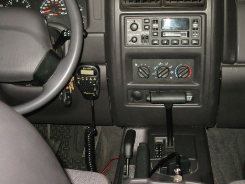 2000 Jeep Cherokee - Early mounting location for the Cobra 75 WX ST handset. I later moved it into the panel directly above where it's mounted in this photo. Au…