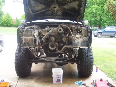 1986 Ford Bronco - Core support out of the way.