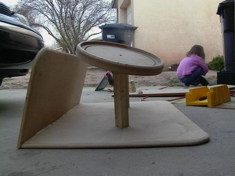 1999 Ford Taurus - DIY project in progress: building a custom speaker enclosure outdoors.