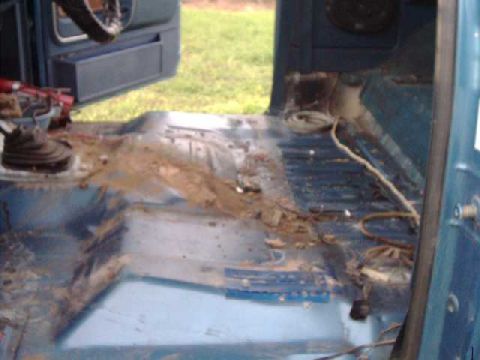 1984 Ford Bronco - After pulling up carpet, check floorpan for cracks or rust. Good shape here.