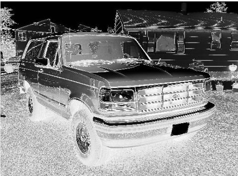 1995 Ford Bronco - This 1995 Ford Bronco is shown in a 3q-front view, parked in front of a house.