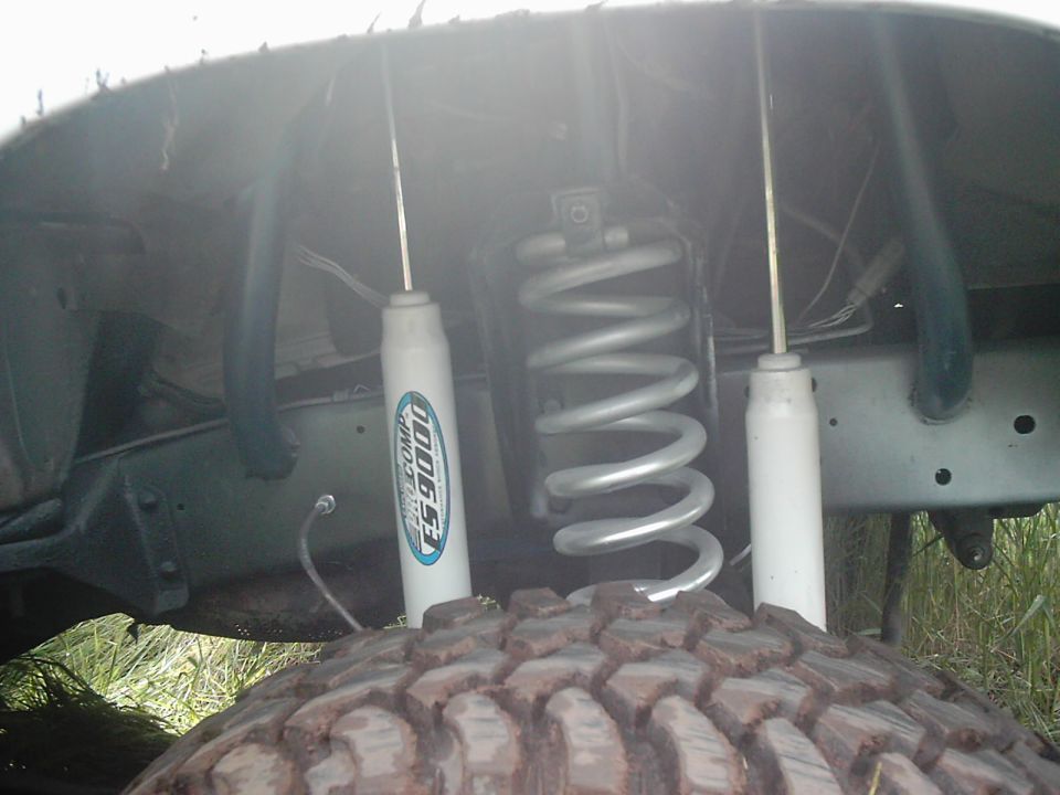 Close-up of Pro Comp ES9000 shocks and coil spring