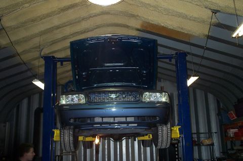 1998 Ford Crown Victoria - On the lift.