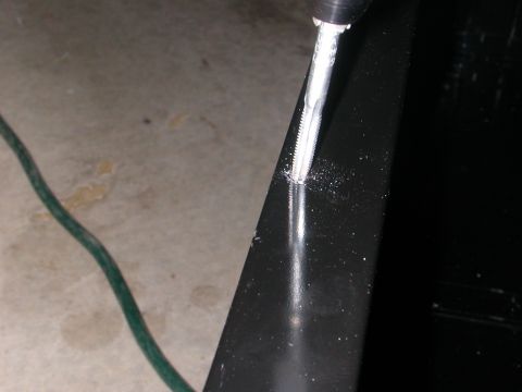1984 Ford Bronco - tapping all holes drilled in the toolbox, using a #8 5/32 tap.( i think)