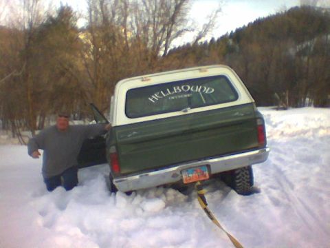 1979 Ford Bronco - James next to his Blazer in all most waist high snow.