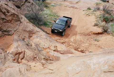 1996 Ford Bronco - Same climb looking down while my buddy does it in his stock Taco (factory rear electric locker). That little truck rocks.