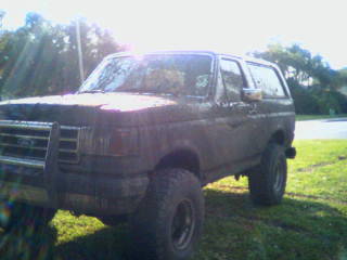 1990 Ford Bronco - This 1990 Ford Bronco is shown in a 3q-front view, appearing to be lifted.