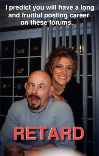 1992 Ford Bronco - Photo of two people with text overlay. The word 'RETARD' is prominently displayed.