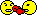 1968 Ford Mustang - This image depicts two cartoon smiley faces in an argument, with a red object between them.
