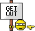 1968 Ford Mustang - Smiley face emoji holding a sign that says GET OUT.