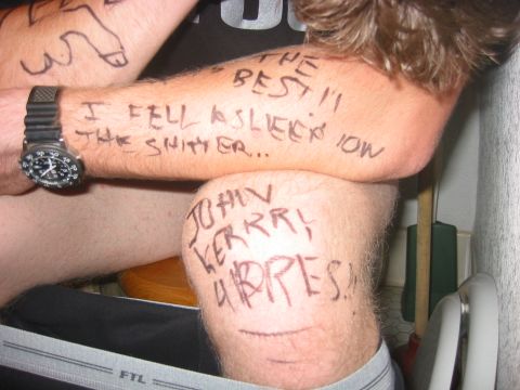 1989 Ford Bronco - Writing is drawn on a person's skin with a marker.