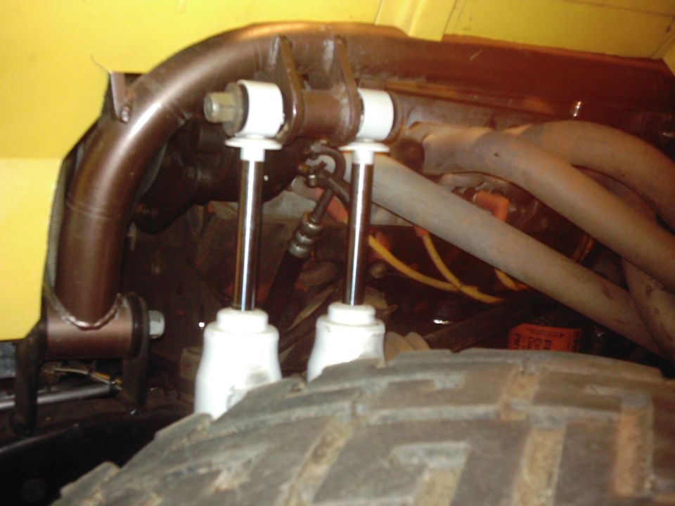 Front suspension with shocks and tire