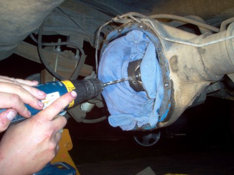 1988 Ford Bronco - Drilling into the differential cover during an upgrade process.