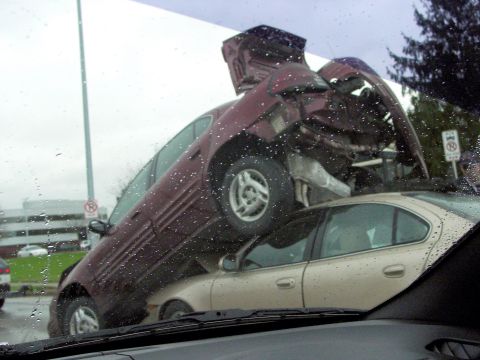 1997 Ford Crown Victoria - Red car in heat