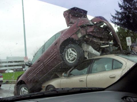 1997 Ford Crown Victoria - Red car in heat