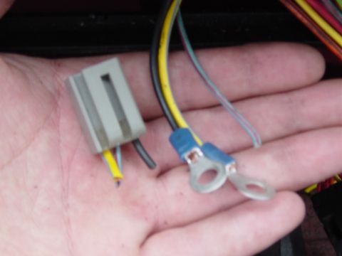 1988 Ford Bronco - Clipped the wires off of the connector running to the ash tray. Blue goes to the light. Yellow is + and black is -.