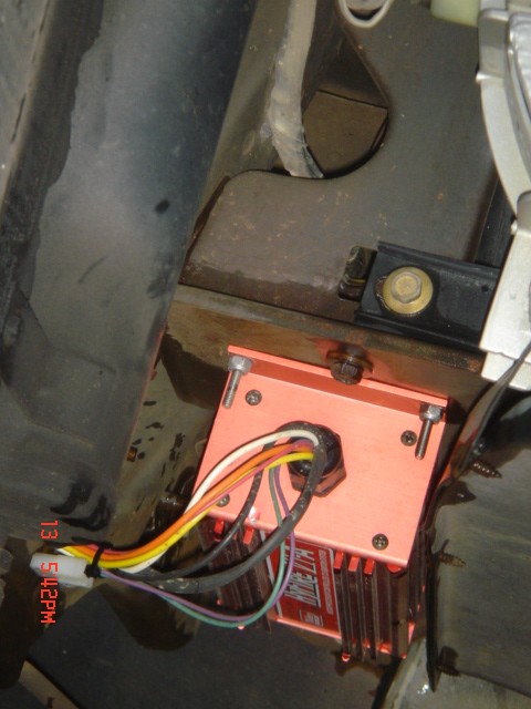 1975 Ford Ranchero - Hyfire VIA controller hung under the vehicle directly under the front left headlight assembly.