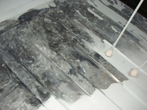 The end of the first day's worth of grinding away bondo.