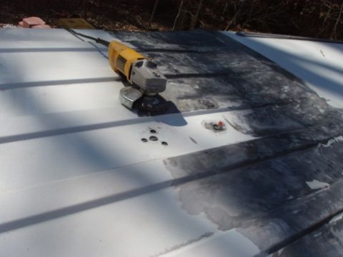 1995 Ford C-350 (Centurion Conversions) - Holes in the roof from various antennas. These are on the list to fix too.