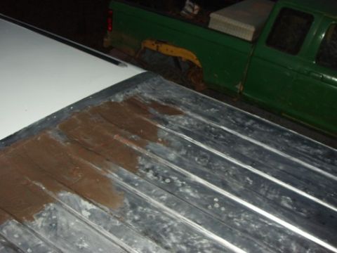 1995 Ford C-350 (Centurion Conversions) - The new fiberglass bondo. Layer 1.