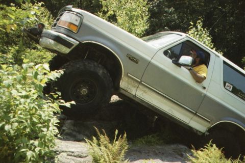 1995 Ford Bronco - This 1995 Ford Bronco is navigating a rocky trail.
