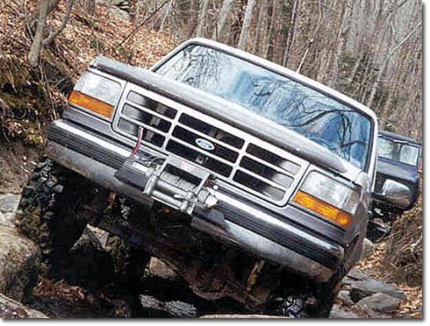 1995 Ford Bronco - This 1995 Ford Bronco is shown off-roading on a rocky trail.