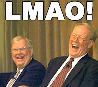 1968 Ford Mustang - A humorous image depicting two men in formal attire sharing a laugh, overlaid with the text "LMAO!".