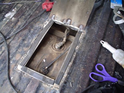 1981 Ford Bronco - open to expose the tubes for the tank. Even like this it was a little bit of a pain to get the breather hose on. Also note the household we…