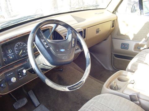 1989 Ford Bronco - Interior view of a 1989 Ford Bronco, the dashboard and steering wheel.