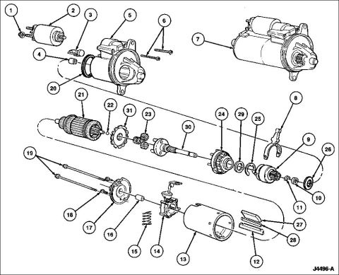 1994 Ford Crown Victoria - Starter Exploded #2 is the solenoid, which operates lever #8